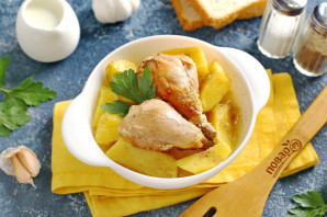 Картошка с курицей в молоке в духовке Картошка с курицей в молоке в духовке