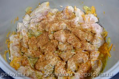 Свинина с картофелем, тушённая в сливках в мультиварке