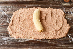 Творожно-шоколадный десерт с бананом