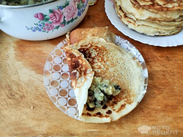 Рецепт: Блинчики с картофелем и грибами - Для любителей фаршированных блинчиков