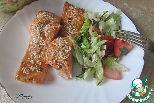 Запеченный лосось в соусе унаги Запеченный лосось в соусе унаги