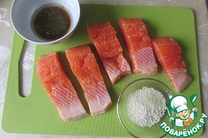 Запеченный лосось в соусе унаги Запеченный лосось в соусе унаги