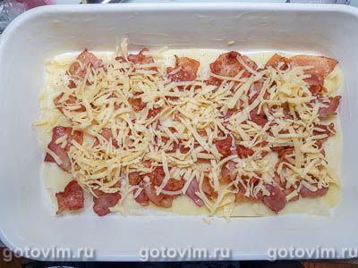 Гратен из картофеля с беконом и сыром