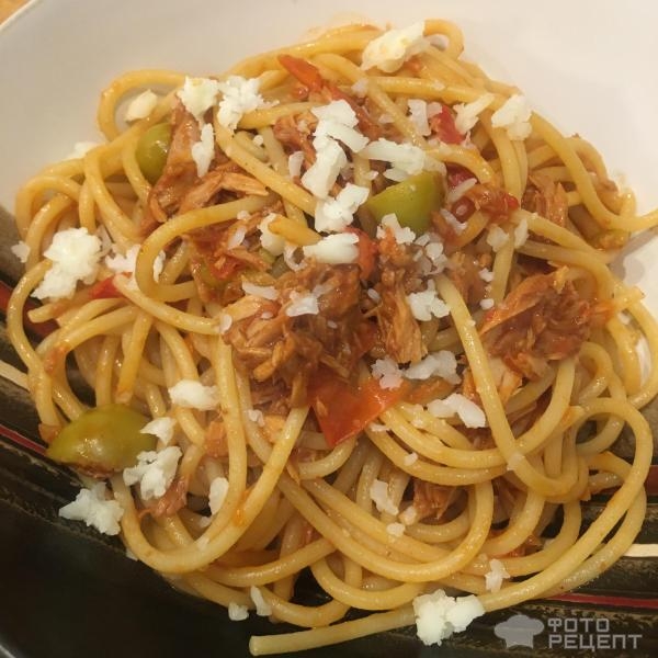 Рецепт: Паста с тунцом - в томатном соусе Рецепт: Паста с тунцом - в томатном соусе