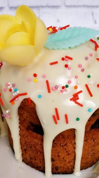 Рецепт: Творожный кулич - без дрожжей, с безбелковой глазурью. Встречаем праздники.