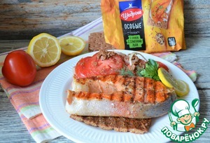 Сёмга с хлебцами-гриль и томатным гарниром