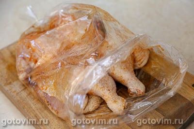 Курица в двойном маринаде, запеченная духовке