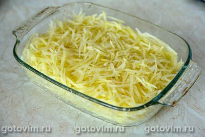 Запеканка из тертой картошки с мясными фрикадельками Запеканка из тертой картошки с мясными фрикадельками