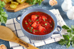 Борщ без капусты с солеными огурцами