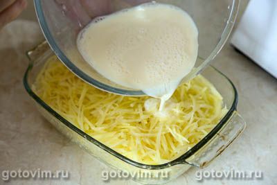 Запеканка из тертой картошки с мясными фрикадельками Запеканка из тертой картошки с мясными фрикадельками