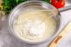 Блинный торт с ветчиной и сыром