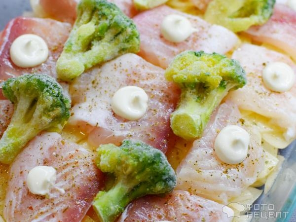 Рецепт: Пангасиус запеченый с картофелем - и брокколи. Вкусно и питательно!
