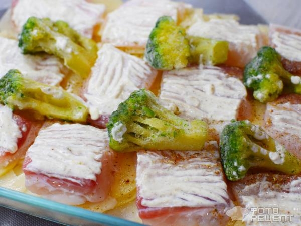 Рецепт: Пангасиус запеченый с картофелем - и брокколи. Вкусно и питательно!