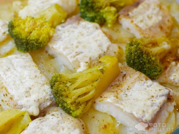 Рецепт: Пангасиус запеченый с картофелем - и брокколи. Вкусно и питательно!