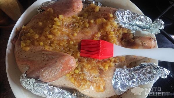 Рецепт: Рождественская утка с яблоками - с яблочным вареньем