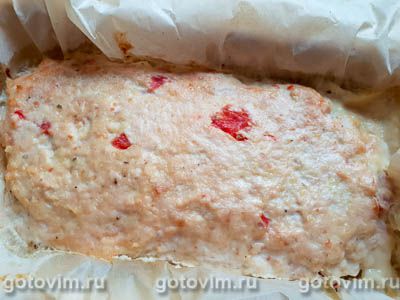 Мясной хлеб из куриного филе с кусочками пассаты из помидоров Мясной хлеб из куриного филе с кусочками пассаты из помидоров
