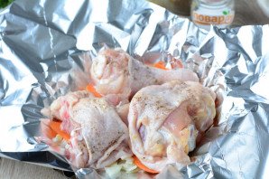 Курица с грибами в фольге