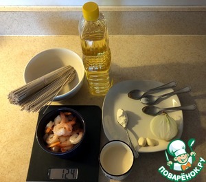 Гречневая лапша с креветками Гречневая лапша с креветками