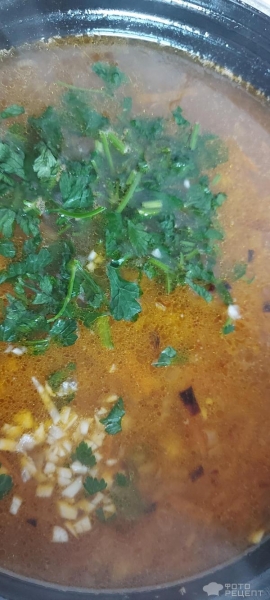 Рецепт: Фасолевый суп на курином бульоне - с консервированной фасолью в томате Рецепт: Фасолевый суп на курином бульоне - с консервированной фасолью в томате