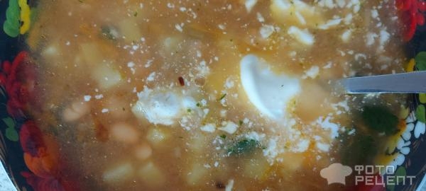 Рецепт: Фасолевый суп на курином бульоне - с консервированной фасолью в томате Рецепт: Фасолевый суп на курином бульоне - с консервированной фасолью в томате