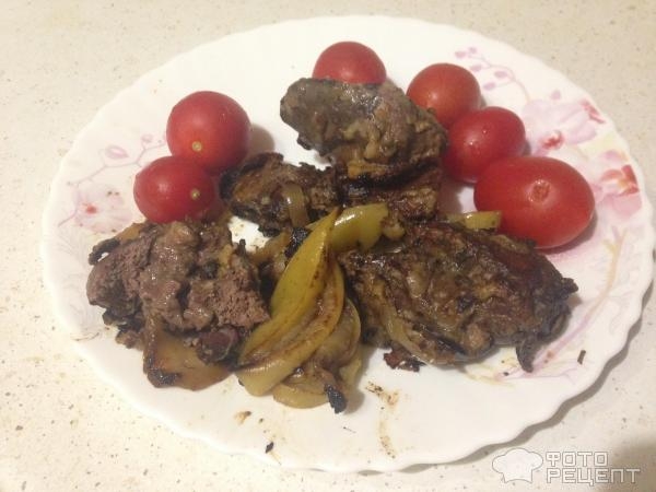 Рецепт: Печень куриная с яблоками - В моем исполнении.