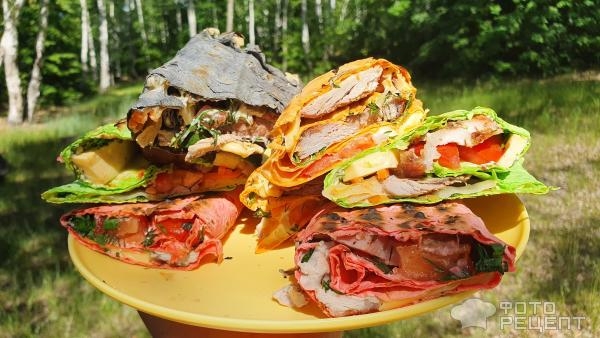 Рецепт: Рулеты из лаваша с начинкой - шаурма на мангале или "если надоел шашлык"