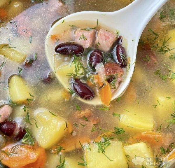 Рецепт: Суп из фасоли с мясом - быстрый и легкий