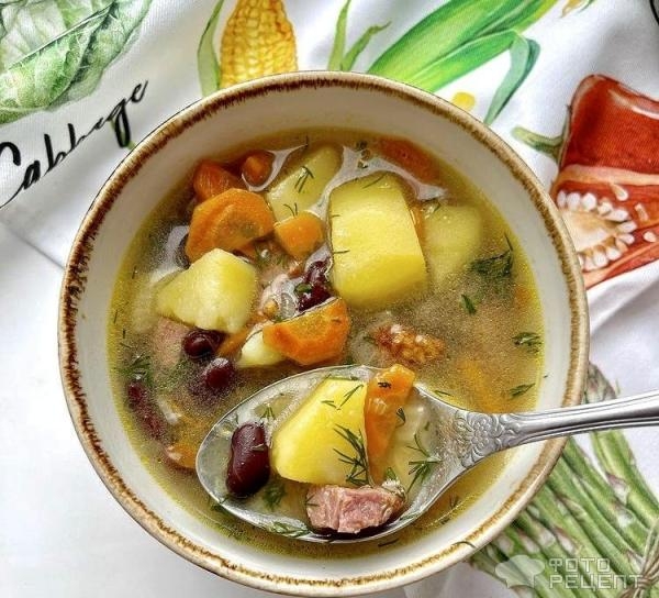 Рецепт: Суп из фасоли с мясом - быстрый и легкий