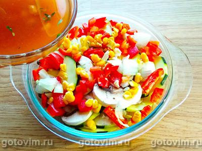 Цукини (или кабачки), запечённые с ветчиной и грибами