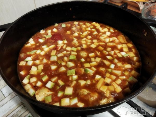 Рецепт: Булгур с куриным филе - с овощами и помидорами в собственном соку Рецепт: Булгур с куриным филе - с овощами и помидорами в собственном соку