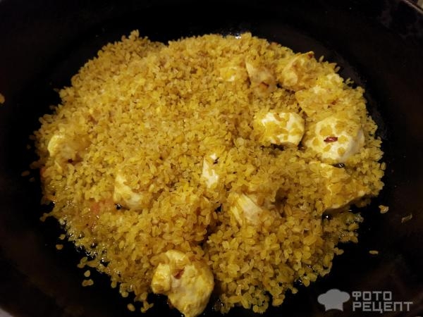 Рецепт: Булгур с куриным филе - с овощами и помидорами в собственном соку Рецепт: Булгур с куриным филе - с овощами и помидорами в собственном соку