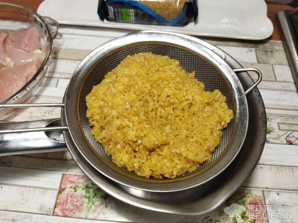 Рецепт: Булгур с куриным филе - с овощами и помидорами в собственном соку Рецепт: Булгур с куриным филе - с овощами и помидорами в собственном соку