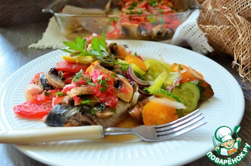 Скумбрия по-болгарски в винном соусе