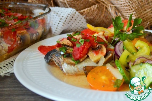 Скумбрия по-болгарски в винном соусе