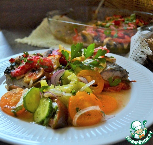 Скумбрия по-болгарски в винном соусе