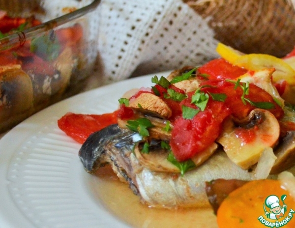 Скумбрия по-болгарски в винном соусе
