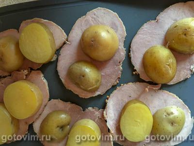 Закуска из буженины, молодого картофеля и черри