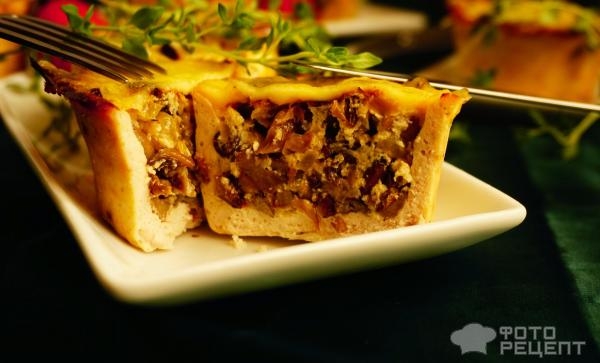 Рецепт: Корзиночки из куриного "теста" - с грибной начинкой