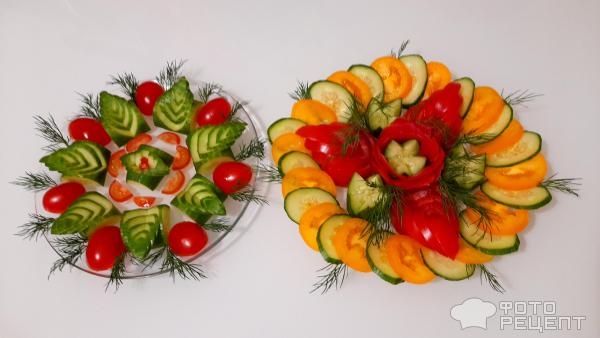 Рецепт: Овощная нарезка - Нарезать овощи просто красиво (без инструментов для карвинга), сделать розочку из помидора? Проще простого!