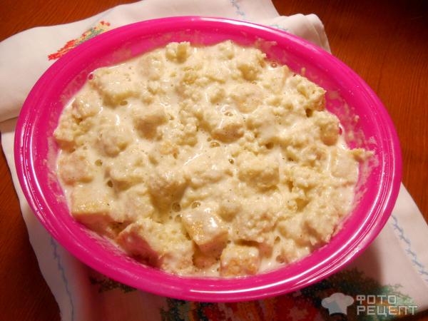 Рецепт: Пирог-десерт со смородиной (без замеса теста) - с чёрствым белым хлебом