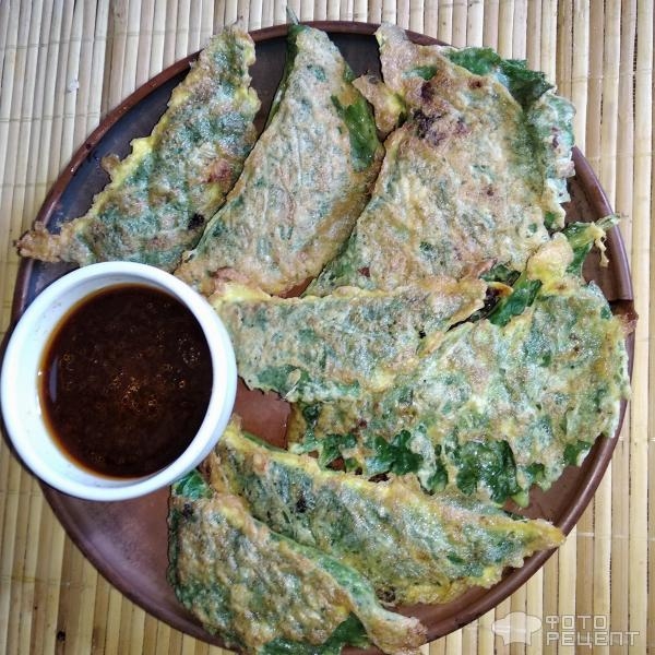 Рецепт: Пирожки из периллы - Kkaenip-Jeon - Корейский панчан
