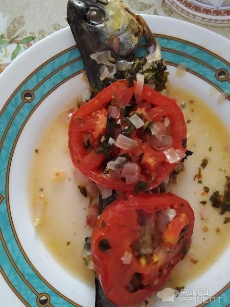 Рецепт: Рыба Охотник с помидорами - в дкховке Рецепт: Рыба Охотник с помидорами - в дкховке