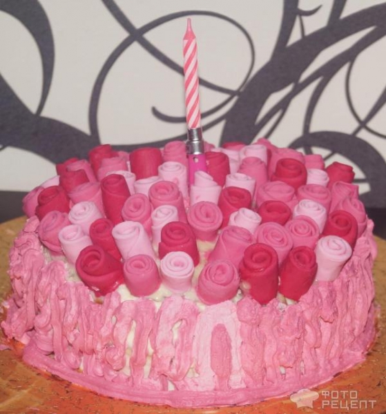 Рецепт: Торт "Молочная девочка" - с персиками и украшением из мастики Рецепт: Торт "Молочная девочка" - с персиками и украшением из мастики