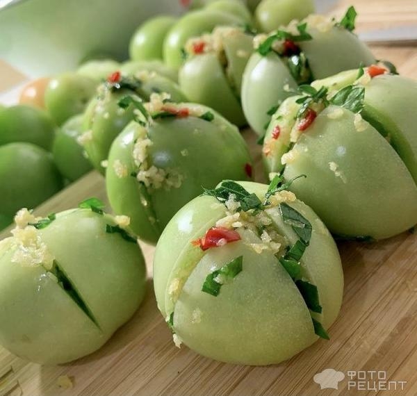 Рецепт: Зеленые помидоры маринованные - быстрое приготовление