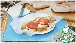 Запечённый пангасиус в пергаменте, в духовке