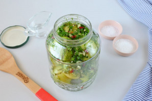 Помидоры зеленые фаршированные на зиму