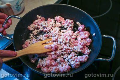 Макароны с фаршем и белыми грибами 