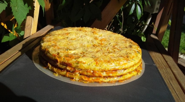 Закусочный кабачковый торт, пошаговый рецепт с фото