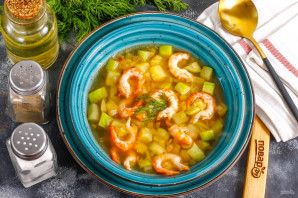 Суп из кабачков с креветками