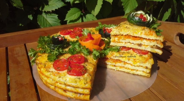 Закусочный кабачковый торт, пошаговый рецепт с фото